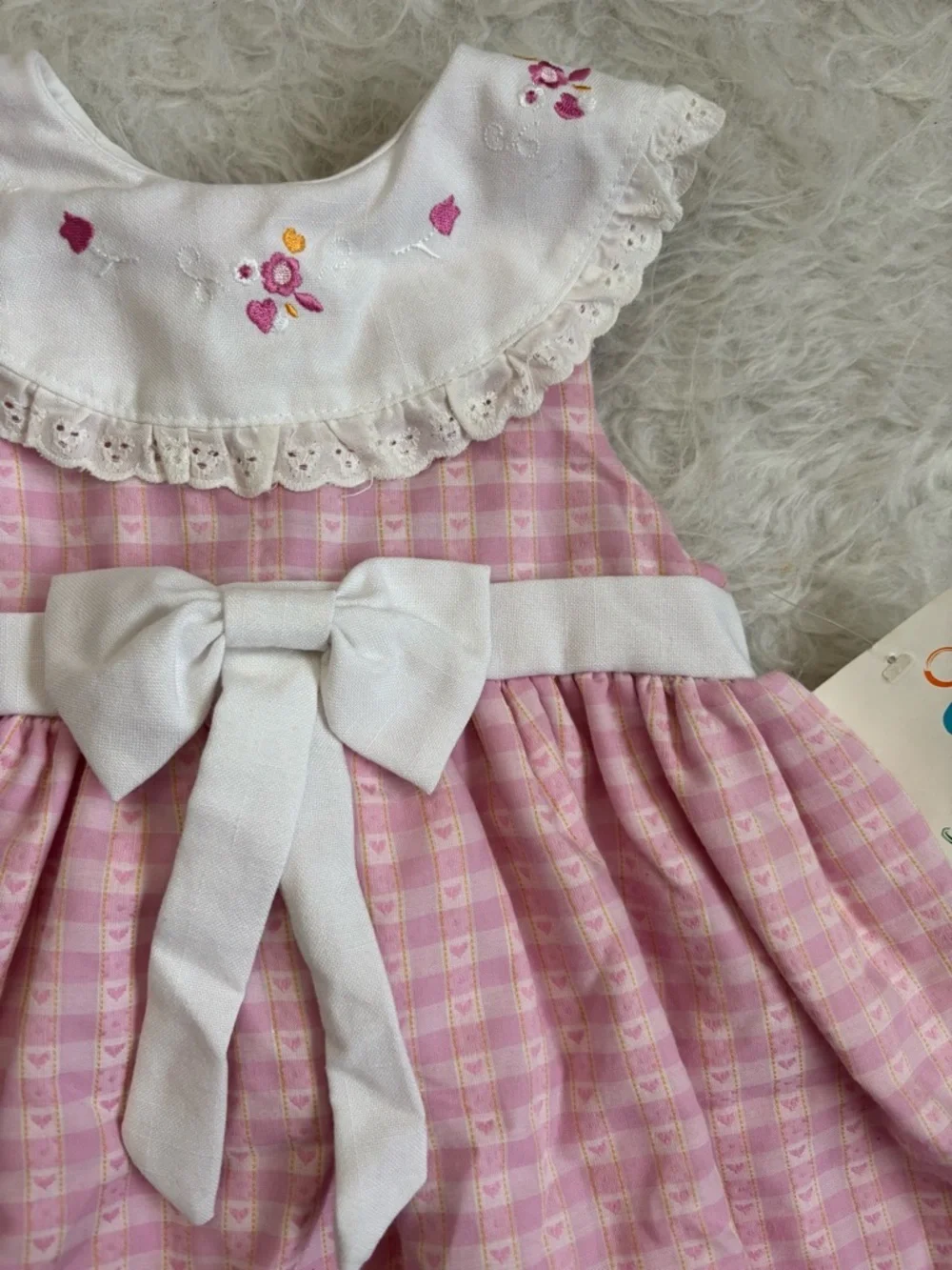 B.T Kids NWT Pink Embroidered Collar Bow-Front Formal Dress for Girls